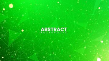 grön lutning bakgrund med plexus rader. nätverk förbindelse strukturera i grön för Cyber brott. abstrakt vetenskaplig tapet. geometrisk bakgrund med abstrakt maska och glitter partiklar. vektor