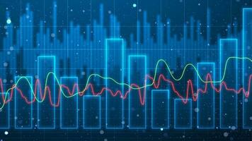 trogen bar Diagram tapet med röd och grön trend rader. lysande finansiell statisk data illustration. stock marknadsföra digital visa vektor