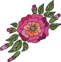 süß Blume mit Blätter dekorativ Symbol Vektor Illustration