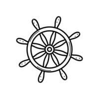 Lenkung Rad Gekritzel Symbol. Vektor Illustration von ein Jahrgang Schiff Ruder. Single isoliert auf ein Weiß Hintergrund.