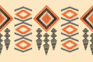 ethnisch Ikat Stoff Muster geometrisch Stil.afrikanisch Ikat Stickerei ethnisch orientalisch Muster Motive braun Sahne Hintergrund. abstrakt, Vektor, Illustration. Textur, Kleidung, Schal, Dekoration, Teppich, Seide. vektor