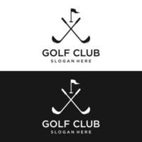 golf boll och pinne och golf kurs logotyp mall design. logotyp för professionell golf team, golf klubb, turnering, företag, händelse. vektor