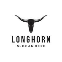 Longhorn Texas Ranch wild Westen Tier Logo Design Jahrgang Retro-Logo zum Cowboy, Vieh, Abzeichen, Restaurant. vektor