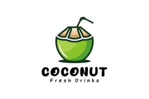 ung kokos logotyp design, färsk ren kokos frukt dryck ikon vektor illustration