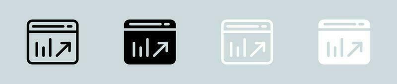 Diagramm Symbol einstellen im schwarz und Weiß. Statistik Zeichen Vektor Illustration.