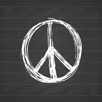 Friedenssymbol, handgezeichnetes Grunge-Hippie- oder Pazifistenzeichen, Vektorillustration lokalisiert auf weißem Hintergrund vektor