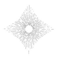 Retro-Sonnenstöße, Vintage strahlende Sonnenstrahlform für Logo, Etiketten oder Embleme und Typografie-Dekorationsschablonen-Vektorillustration lokalisiert auf weißem Hintergrund. vektor