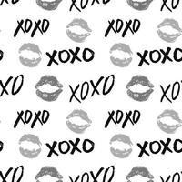 Xoxo Pinsel Schriftzug Zeichen nahtloses Muster, Grunge kalligraphische Umarmungen und Küsse Phrase, Internet Slang Abkürzung Xoxo Symbole, Vektor-Illustration isoliert auf weißem Hintergrund vektor