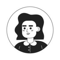 kvinna vit krage arbetstagare porträtt svartvit platt linjär karaktär huvud. anställd vuxen kvinna. redigerbar översikt hand dragen mänsklig ansikte ikon. 2d tecknad serie fläck vektor avatar illustration för animering