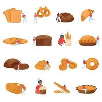 bakning bröd ikoner uppsättning vektor
