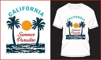 Kalifornien Sommer- Paradies T-Shirt Design Illustration vektor