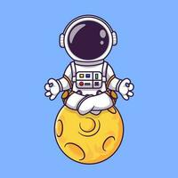 süß Astronaut Meditation auf Mond Vektor Symbol Illustration