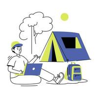 trendig camping arbete vektor