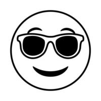 Emoji Gesicht Klassiker mit Sonnenbrille Linie Stilikone vektor