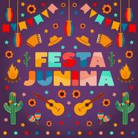festa junina -kort, traditionell brasiliansk junifestival. vektor
