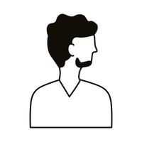 ung man med skäggprofil avatar karaktär linje stilikon vektor