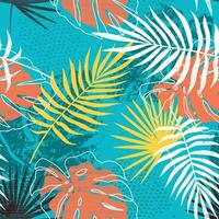 exotisk löv sömlös mönster. vektor grafisk för bakgrunder, textilier och kläder. design för tshirts och kläder. palmer, monstera och texturer. hand dragen estetisk. botanisk estetisk.