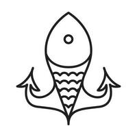 Fisch und Anker Vektor Symbol Design. Marine Leben eben Symbol.