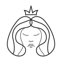 Prinzessin Porträt Symbol Design. Frau Gesicht mit Krone eben Symbol Design. vektor