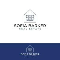 sofia barker verklig egendom vektor logotyp design. hus och sb initialer logotyp. brev s och b logotyp mall.