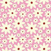 kreativ beschwingt spielerisch schrullig retro Blumen- Muster im 60er Jahre im hell saftig Rosa und Beige Farben vektor