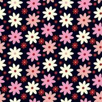 hell beschwingt schrullig retro Blumen- Muster im 60er Jahre im mehrfarbig saftig Farben vektor