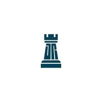 Briefe jr Turm Schach Logo Design Vektor