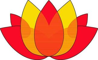 Lotus Symbol im rot und Gelb Farbe mit Schlaganfall. vektor