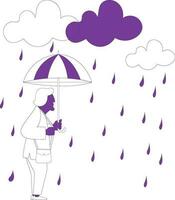 Charakter von gesichtslos Frau halten Regenschirm. vektor