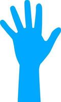 Blau Farbe Silhouette von Hand im eben Stil. vektor