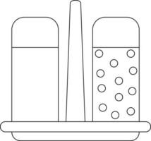Salz- Shaker einstellen im schwarz Linie Kunst. vektor