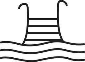 Schwimmen Schwimmbad gemacht durch schwarz Linie Kunst. vektor