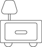 stroke av bedside tabell ikon med lampa för möbel begrepp. vektor