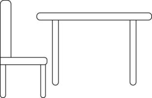 tabell med stol i svart linje konst illustration. vektor