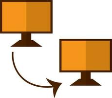 data överföra i orange och brun dator. vektor