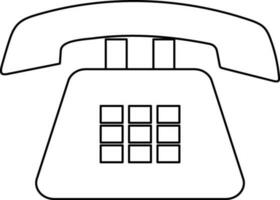 retro telefon i svart linje konst illustration. vektor