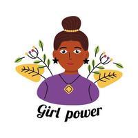 flicka makt afro kvinna tecknad vektor design