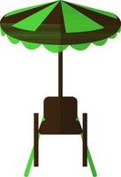 paraply ikon med stol för Sammanträde begrepp i halv skugga. vektor