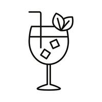 cocktail kopp med is och blad dryck dryck linje ikon vektor