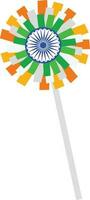 blomma design i indisk flagga färger med ashoka hjul. vektor