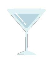 Martini glas semi platt Färg vektor objekt. cocktail klar glas. alkohol dryck. restaurang bar. redigerbar tecknad serie klämma konst ikon på vit bakgrund. enkel fläck illustration för webb grafisk design
