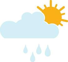 illustration av coud med Sol och regn släppa. vektor
