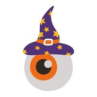 Halloween-Auge mit Hexenhut flache Stilikone vektor