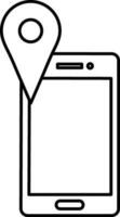 Linie Kunst, Karte Stift mit Smartphone oder Handy, Mobiltelefon Symbol. vektor