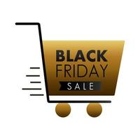 schwarzer Freitag-Verkaufsbeschriftung im Einkaufswagen vektor
