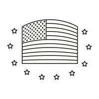 Flagge der Vereinigten Staaten von Amerika mit Sternen um Linie Stilikone vektor