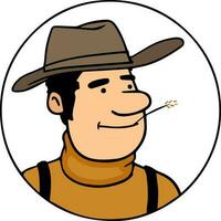 Charakter von ein Mann im Cowboy Hut. vektor