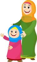 söt islamic mor och dotter karaktär. vektor