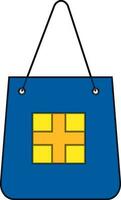 Symbol von eben Stil zuerst Hilfe Tasche im Blau und Gelb Farbe. vektor