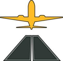 Illustration von Flugzeug ausziehen, starten, abheben, losfahren von Runway. vektor